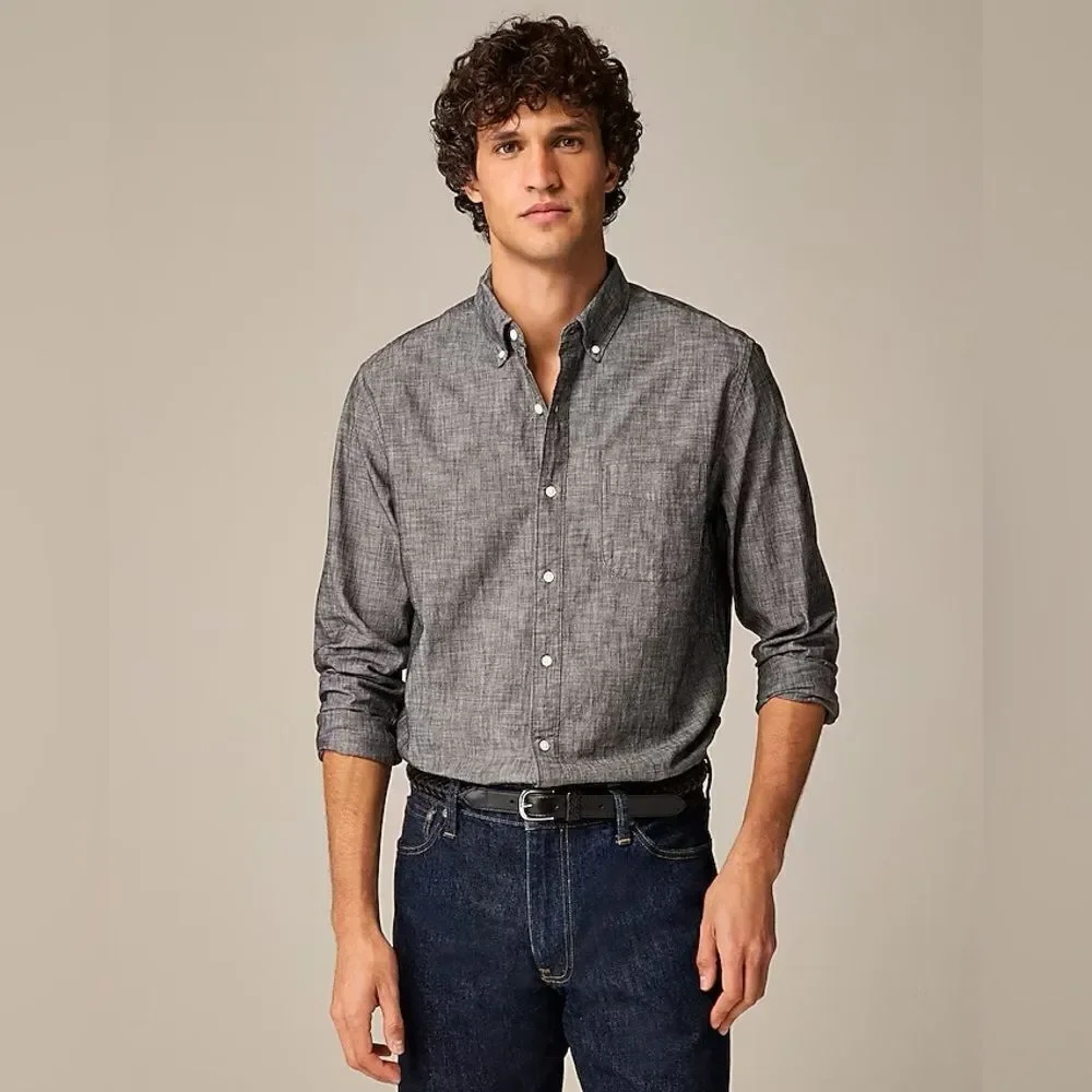 NWT J CREW Organic cotton chambray shirt in Black Chambray